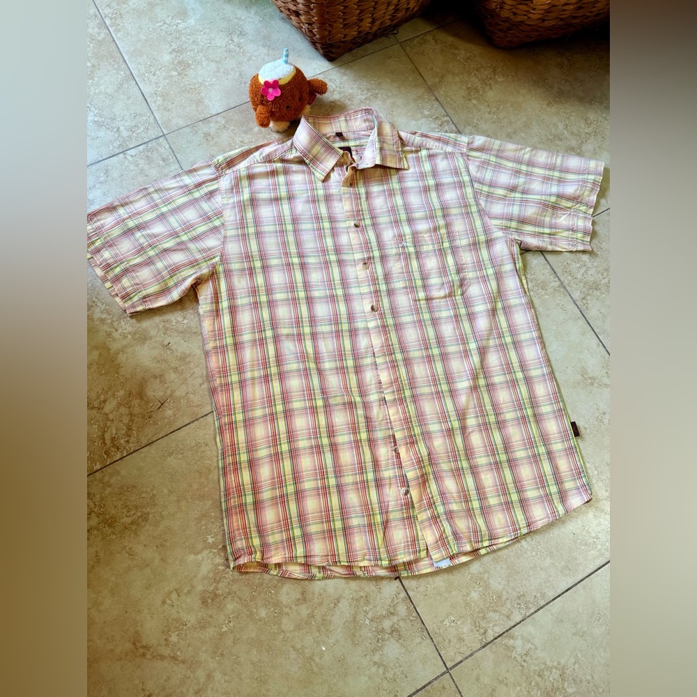 McKay Goldenrod Yellow Plaid Short  Sleeve Shirt